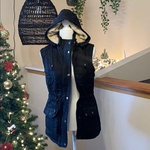 Furry Lined Vest w/ Removable Hood